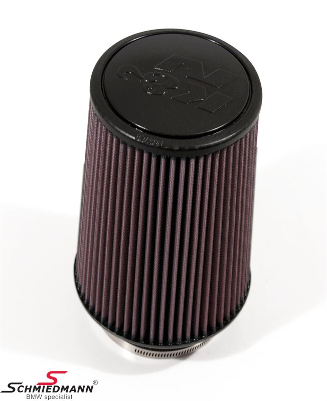 KN clamp-on conical universal sport airfilter, flange centred dia. 102MM / dia. base 152MM height 229MM, max. 350HP