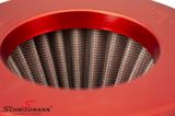 KN clamp-on conical universal sport airfilter, flange inverted red dia. 70MM / dia. top 133MM / dia. base 149MM height 127MM, max. 310HP