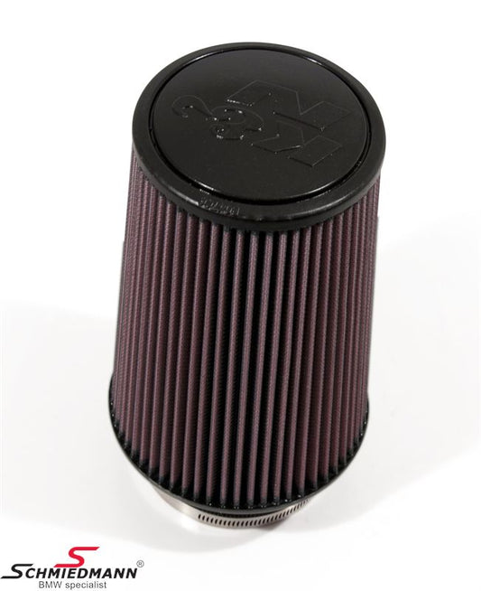 KN clamp-on conical universal sport airfilter, flange centred dia. 102MM / dia. base 152MM height 229MM, max. 350HP